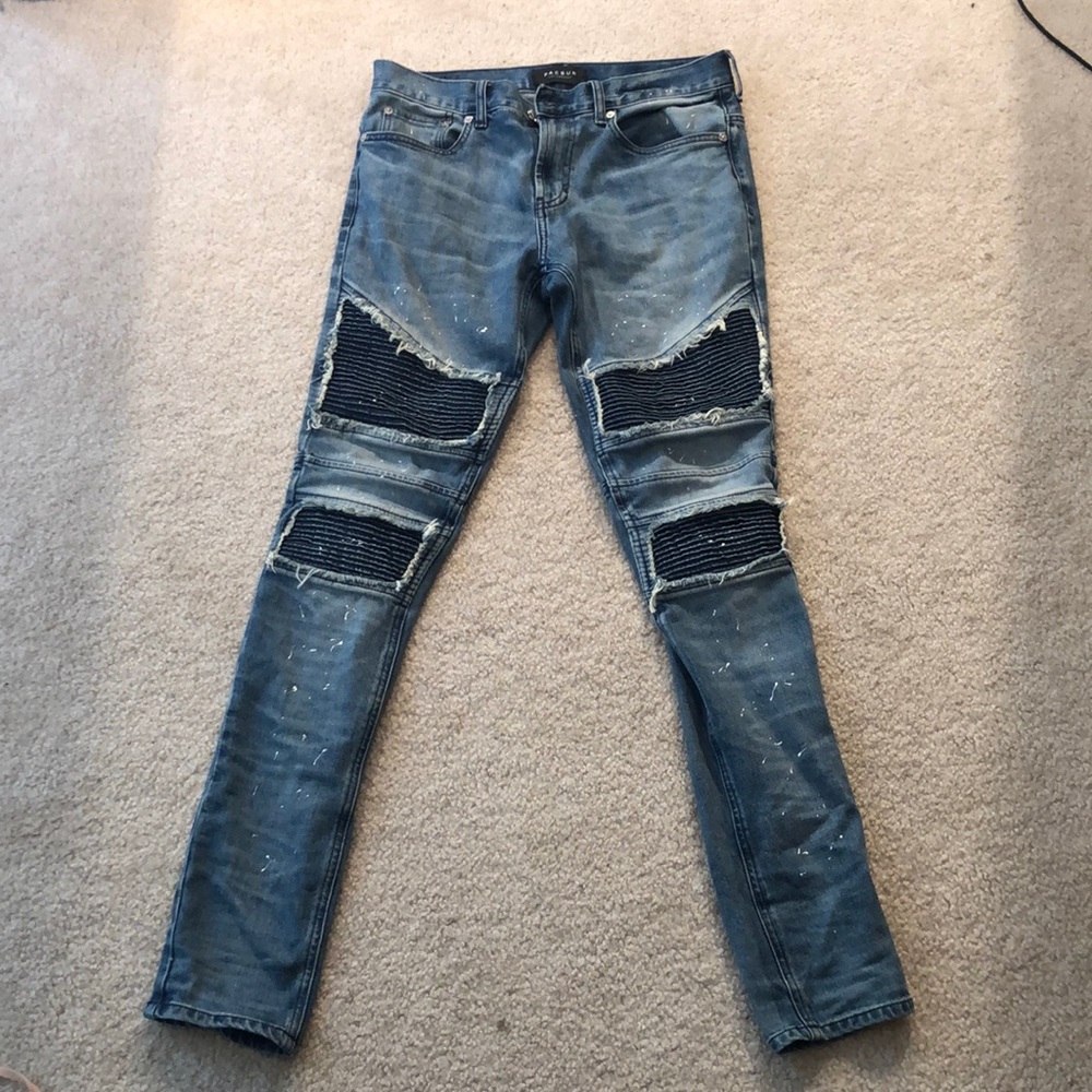 Pacsun paint splatter moto jeans